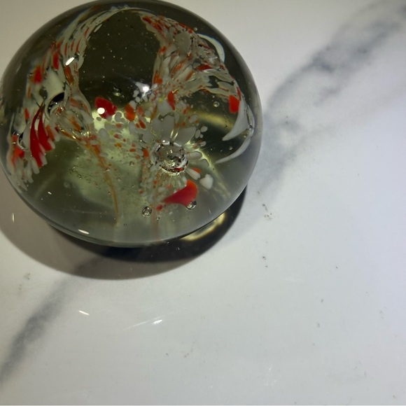 2/$20  Elegant Glass Art Paperweight with Red and White Swirls - Picture 9 of 9